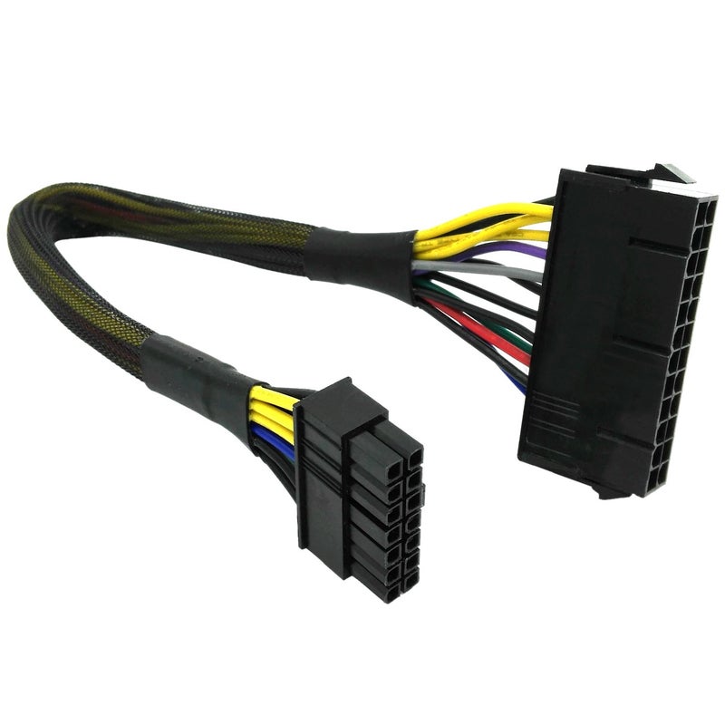 COMeap 24 Pin to 14 Pin ATX PSU Main Power Adapter Braided Sleeved Cable for IBM Lenovo PCs and Servers 12-inch(30cm) (Long Type) - Image 1